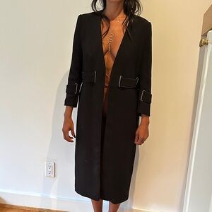 Open-Front Black Trench Coat for Women